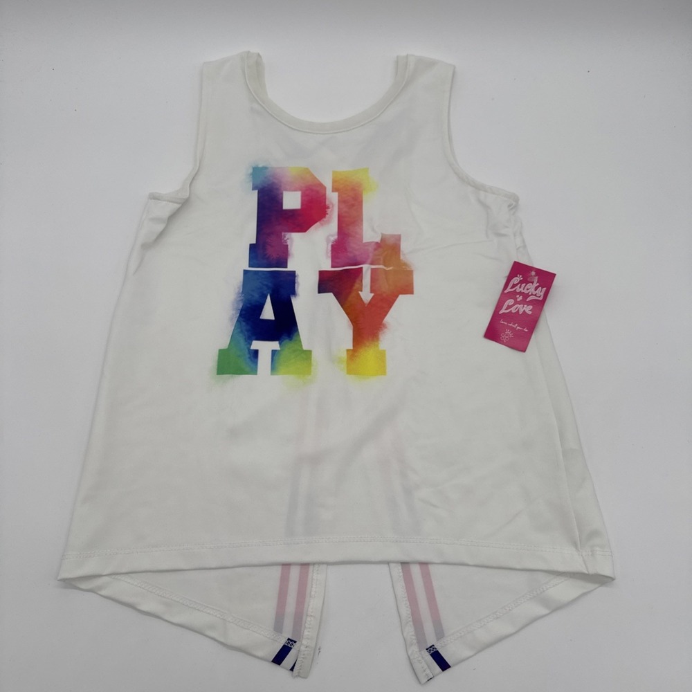 New Lucky In Love Girls Large 10-12 Tie Back Tank Shirt Tennis Golf New With Tag